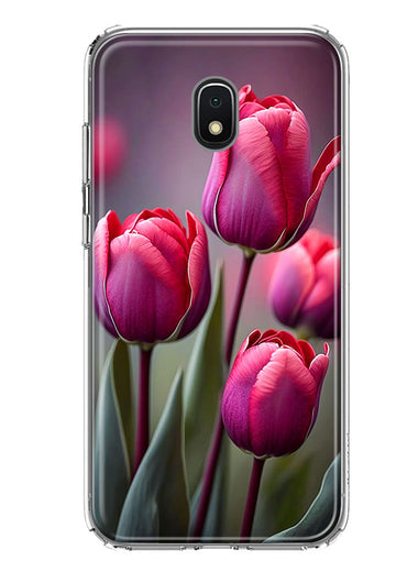 Samsung Galaxy J7 (2018) Star/Crown/Aura Pink Tulip Flowers Floral Hybrid Protective Phone Case Cover