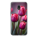 Samsung Galaxy J7 (2018) Star/Crown/Aura Pink Tulip Flowers Floral Hybrid Protective Phone Case Cover