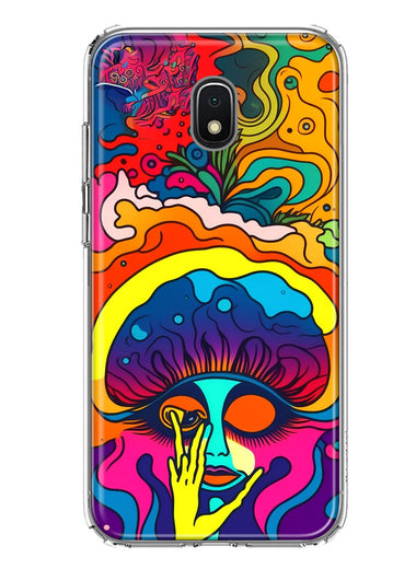 Samsung Galaxy J3 J337 Neon Rainbow Psychedelic Trippy Hippie Big Brain Hybrid Protective Phone Case Cover
