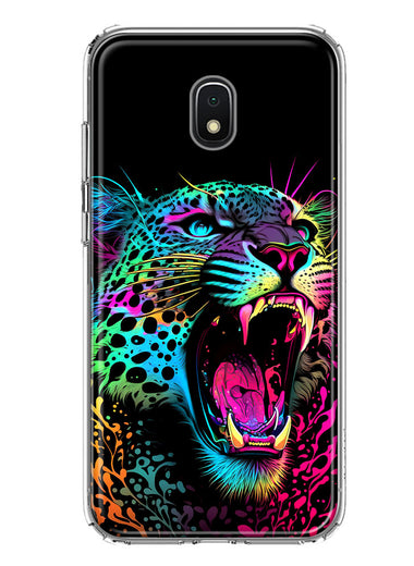 Samsung Galaxy J7 (2018) Star/Crown/Aura Neon Rainbow Glow Colorful Leopard Hybrid Protective Phone Case Cover
