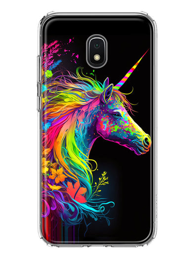 Samsung Galaxy J7 (2018) Star/Crown/Aura Neon Rainbow Glow Unicorn Floral Hybrid Protective Phone Case Cover