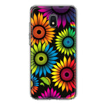 Samsung Galaxy J3 Express/Prime 3/Amp Prime 3 Neon Rainbow Glow Sunflowers Colorful Floral Pink Purple Double Layer Phone Case Cover