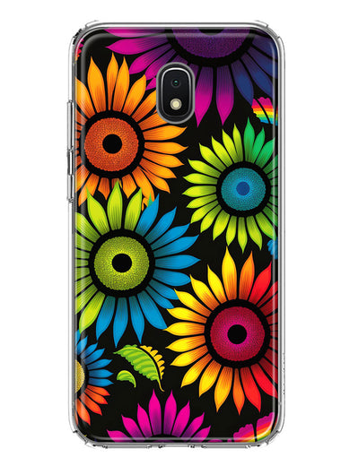 Samsung Galaxy J7 (2018) Star/Crown/Aura Neon Rainbow Glow Sunflowers Colorful Floral Pink Purple Double Layer Phone Case Cover