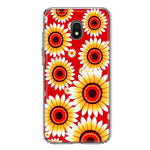Samsung Galaxy J3 Express/Prime 3/Amp Prime 3 Yellow Sunflowers Polkadot on Red Double Layer Phone Case Cover