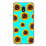 Samsung Galaxy J3 Express/Prime 3/Amp Prime 3 Yellow Sunflowers Polkadot on Turquoise Teal Double Layer Phone Case Cover