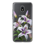 Samsung Galaxy J3 Express/Prime 3/Amp Prime 3 White Lavender Lily Purple Flowers Floral Hybrid Protective Phone Case Cover