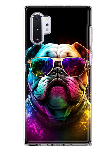 Samsung Galaxy Note 10 Neon Rainbow Glow Bulldog Hybrid Protective Phone Case Cover