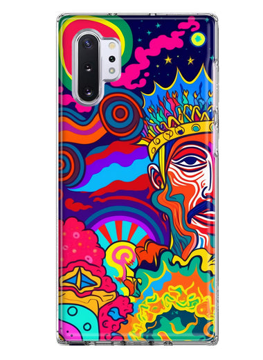 Samsung Galaxy Note 10 Neon Rainbow Psychedelic Indie Hippie Indie King Hybrid Protective Phone Case Cover