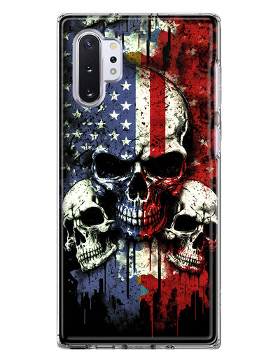 Samsung Galaxy Note 10 Plus American USA Flag Skulls Blue Red Double Layer Phone Case Cover