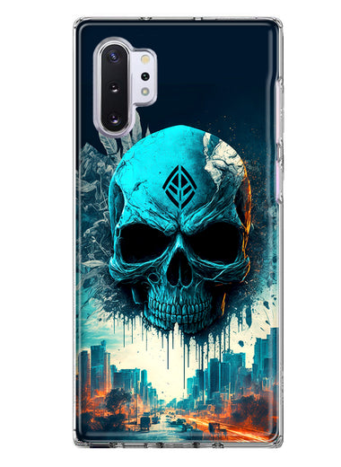 Samsung Galaxy Note 10 Plus Blue Apocalypse Cyberpunk Skull Feather Double Layer Phone Case Cover