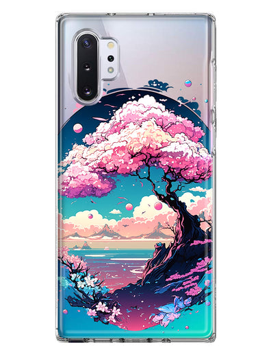 Samsung Galaxy Note 10 Kawaii Manga Pink Cherry Blossom Japanese Sky Floral Ocean Hybrid Protective Phone Case Cover
