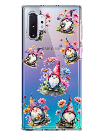 Samsung Galaxy Note 10 Plus Cute Pink Purple Cosmos Flowers Gnomes Spring Floral Double Layer Phone Case Cover