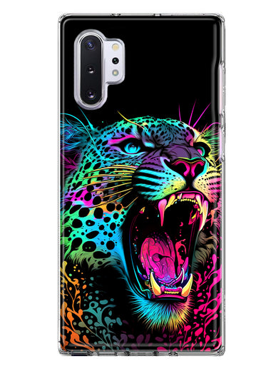 Samsung Galaxy Note 10 Plus Neon Rainbow Glow Colorful Leopard Hybrid Protective Phone Case Cover
