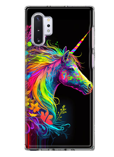 Samsung Galaxy Note 10 Neon Rainbow Glow Unicorn Floral Hybrid Protective Phone Case Cover