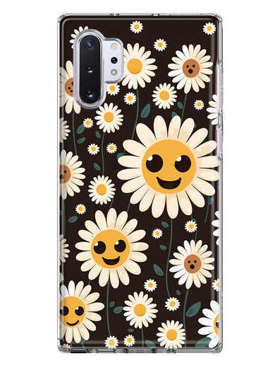 Samsung Galaxy Note 10 Plus Cute Smiley Face White Daisies Double Layer Phone Case Cover