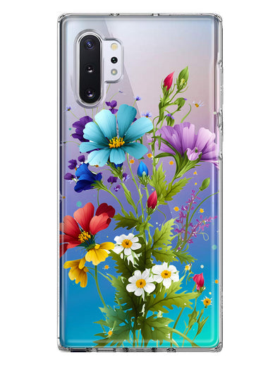Samsung Galaxy Note 10 Plus Purple Yellow Red Spring Flowers Floral Hybrid Protective Phone Case Cover