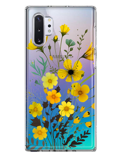 Samsung Galaxy Note 10 Plus Yellow Summer Flowers Floral Hybrid Protective Phone Case Cover