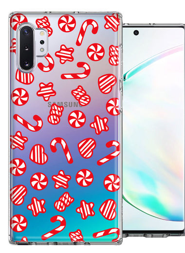 Samsung Galaxy Note 10 Christmas Winter Red White Peppermint Candies Swirls Candycanes Design Double Layer Phone Case Cover