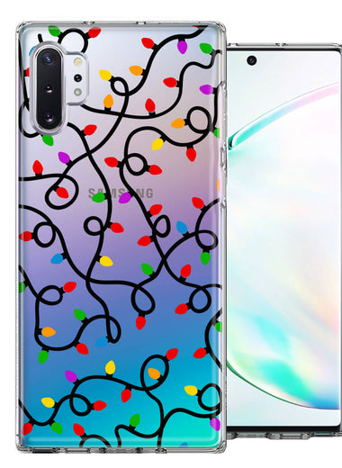 Samsung Galaxy Note 10 Colorful Nostalgic Vintage Christmas Holiday Winter String Lights Design Double Layer Phone Case Cover