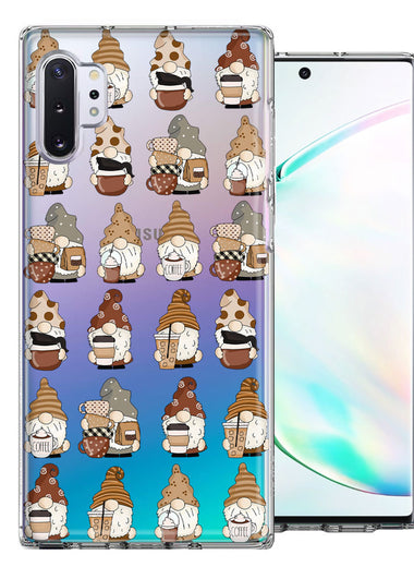 Samsung Galaxy Note 10 Plus Cute Morning Coffee Lovers Gnomes Characters Drip Iced Latte Americano Espresso Brown Double Layer Phone Case Cover