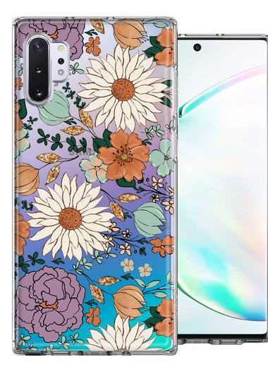 Samsung Galaxy Note 10 Plus Feminine Classy Flowers Fall Toned Floral Wallpaper Style Double Layer Phone Case Cover