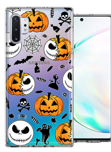 Samsung Galaxy Note 10 Plus Halloween Jack-O-Lantern Pumpkin Skull Spooky Design Double Layer Phone Case Cover