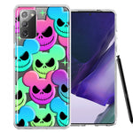 Samsung Galaxy Note 20 Bright Rainbow Nightmare Skulls Spooky Season Halloween Design Double Layer Phone Case Cover