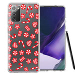 Samsung Galaxy Note 20 Christmas Winter Red White Peppermint Candies Swirls Candycanes Design Double Layer Phone Case Cover
