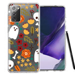 Samsung Galaxy Note 20 Spooky Season Fall Autumn Flowers Ghosts Skulls Halloween Double Layer Phone Case Cover