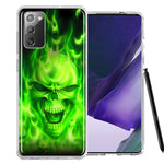 Samsung Galaxy Note 20 Green Flaming Skull Double Layer Phone Case Cover
