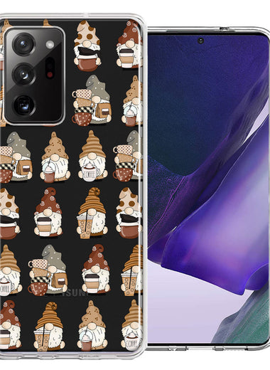 Samsung Galaxy Note 20 Ultra Cute Morning Coffee Lovers Gnomes Characters Drip Iced Latte Americano Espresso Brown Double Layer Phone Case Cover