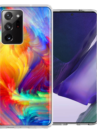 Samsung Galaxy Note 20 Ultra Colorful Feather Paint Double Layer Phone Case Cover