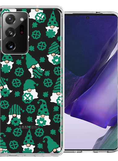 Samsung Galaxy Note 20 Ultra Lucky Green St Patricks Day Cute Gnomes Shamrock Polkadots Double Layer Phone Case Cover