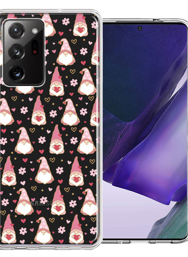 Samsung Galaxy Note 20 Ultra Pink Blush Valentines Day Flower Hearts Gnome Characters Cute Double Layer Phone Case Cover