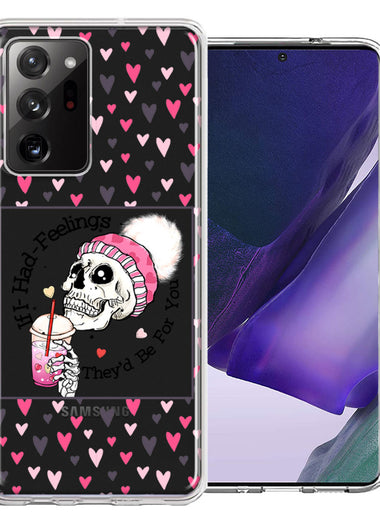 Samsung Galaxy Note 20 Ultra Pink Dead Valentine Skull Frap Hearts If I had Feelings They'd Be For You Love Double Layer Phone Case Cover