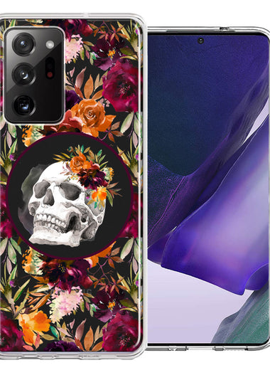 Samsung Galaxy Note 20 Ultra Romance Is Dead Valentines Day Halloween Skull Floral Autumn Flowers Double Layer Phone Case Cover
