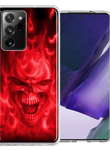 Samsung Galaxy Note 20 Ultra Red Flaming Skull Double Layer Phone Case Cover
