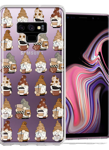 Samsung Galaxy Note 9 Cute Morning Coffee Lovers Gnomes Characters Drip Iced Latte Americano Espresso Brown Double Layer Phone Case Cover