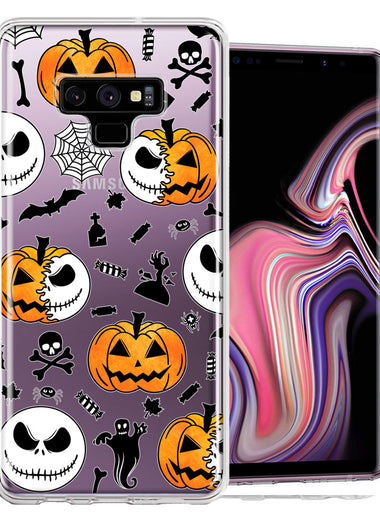 Samsung Galaxy Note 9 Halloween Jack-O-Lantern Pumpkin Skull Spooky Design Double Layer Phone Case Cover