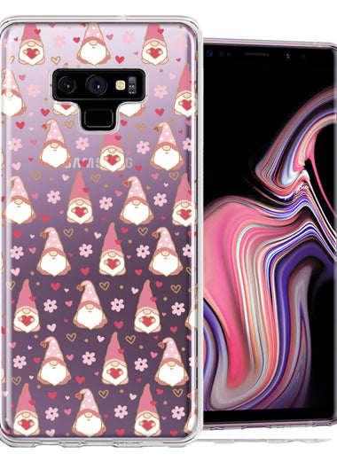 Samsung Galaxy Note 9 Pink Blush Valentines Day Flower Hearts Gnome Characters Cute Double Layer Phone Case Cover