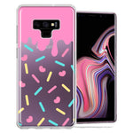 Samsung Galaxy Note 9 Pink Drip Frosting Cute Heart Sprinkles Kawaii Cake Design Double Layer Phone Case Cover