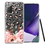 For Samsung Galaxy Note 20 Classy Blush Peach Peony Rose Flowers Leopard Phone Case Cover