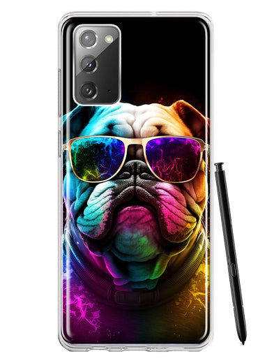 Samsung Galaxy Note 20 Neon Rainbow Glow Bulldog Hybrid Protective Phone Case Cover