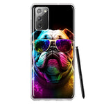 Samsung Galaxy Note 20 Neon Rainbow Glow Bulldog Hybrid Protective Phone Case Cover