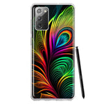 Samsung Galaxy Note 20 Neon Rainbow Glow Peacock Feather Hybrid Protective Phone Case Cover