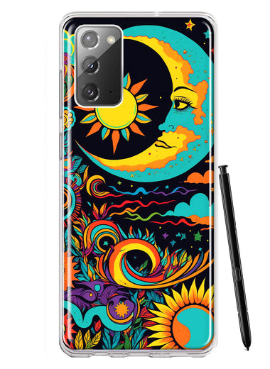 Samsung Galaxy Note 20 Neon Rainbow Psychedelic Indie Hippie Indie Moon Hybrid Protective Phone Case Cover
