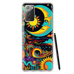 Samsung Galaxy Note 20 Neon Rainbow Psychedelic Indie Hippie Indie Moon Hybrid Protective Phone Case Cover