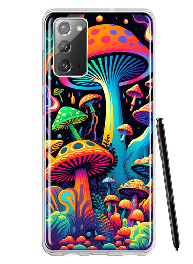 Samsung Galaxy Note 20 Neon Rainbow Psychedelic Indie Hippie Mushrooms Hybrid Protective Phone Case Cover