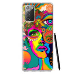 Samsung Galaxy Note 20 Neon Rainbow Psychedelic Hippie One Eye Pop Art Hybrid Protective Phone Case Cover