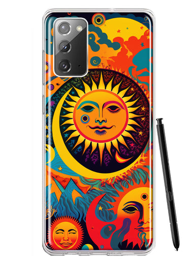 Samsung Galaxy Note 20 Neon Rainbow Psychedelic Indie Hippie Sun Moon Hybrid Protective Phone Case Cover